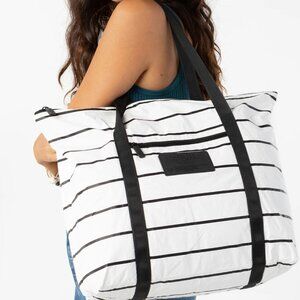 ALOHA Zipper Tote Pinstripe Black and White